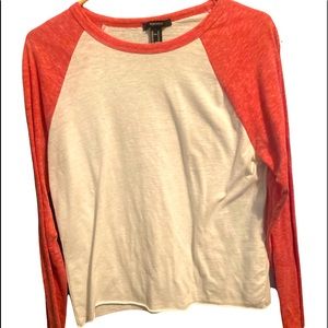 Brand: Forever 21 Orange and White Crop Tee